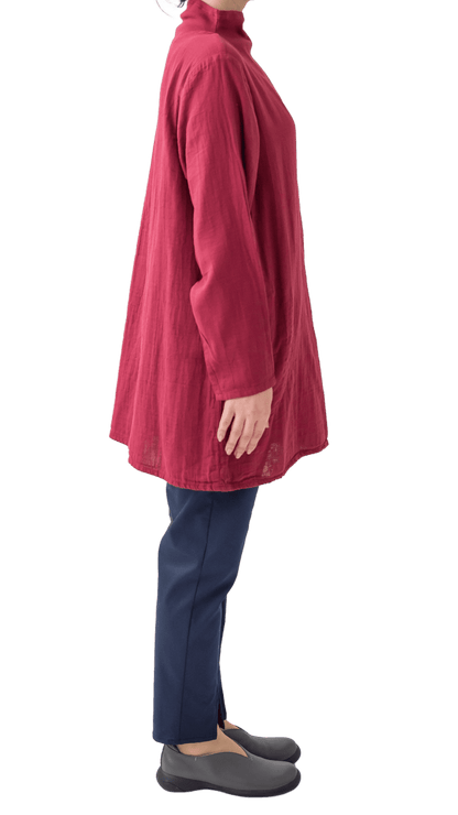 Double gauze ribbed collar tunic