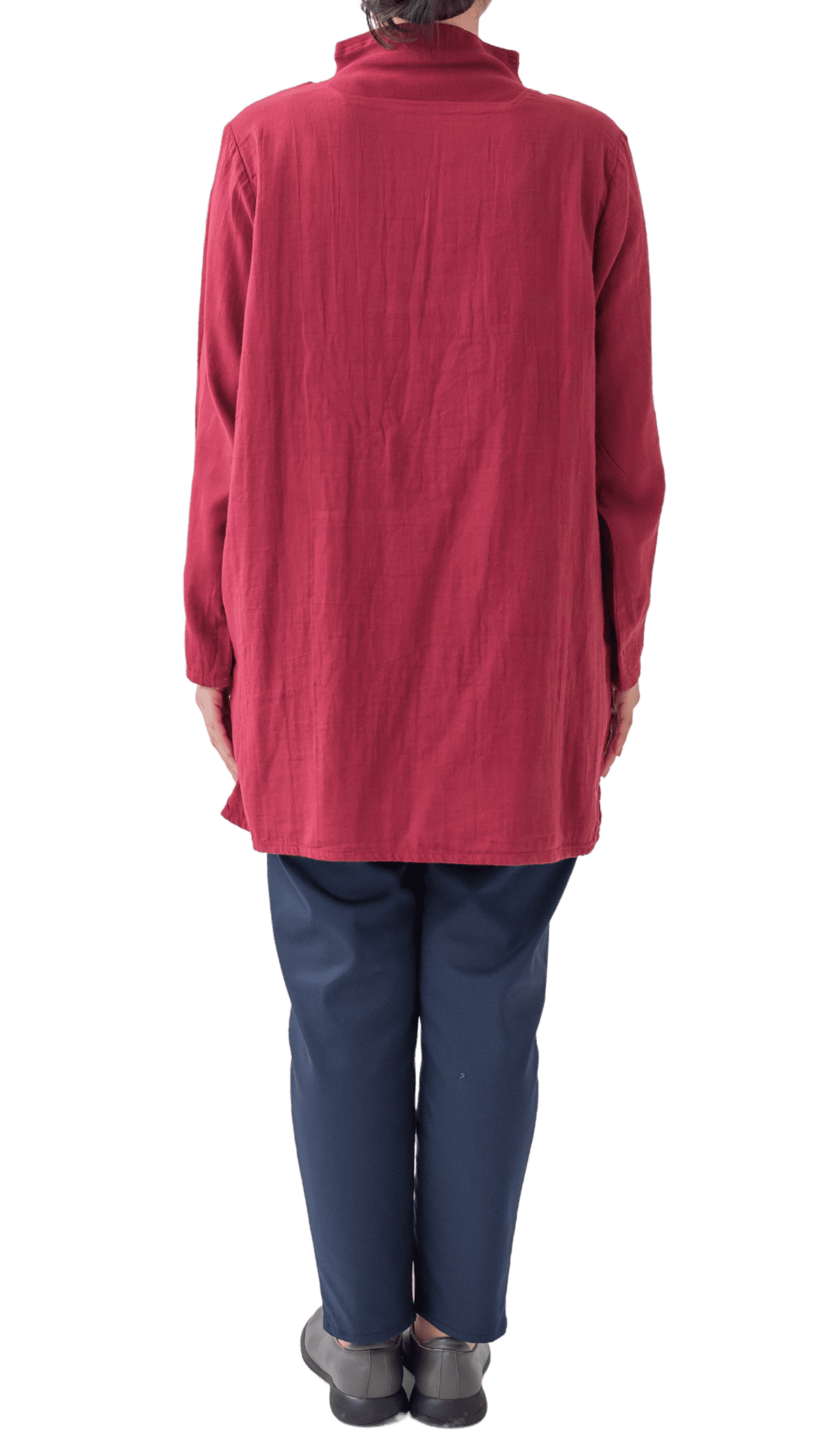 Double gauze ribbed collar tunic