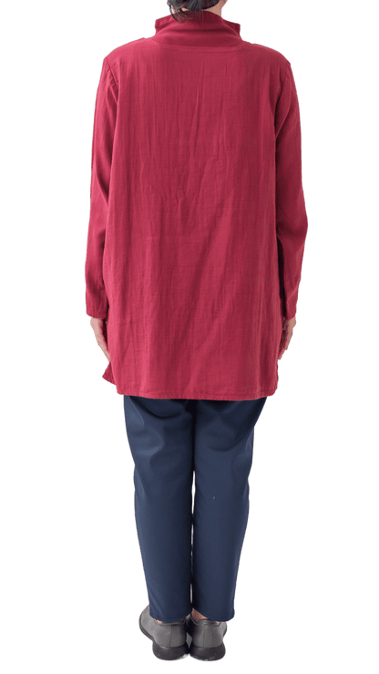 Double gauze ribbed collar tunic