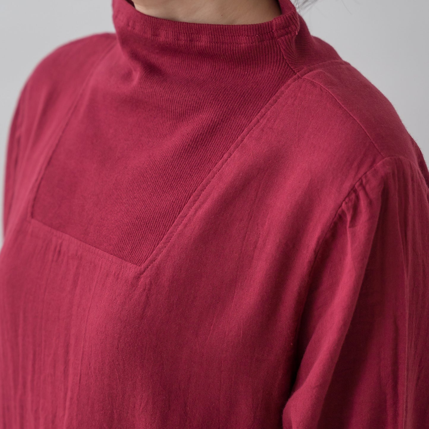 Double gauze ribbed collar tunic