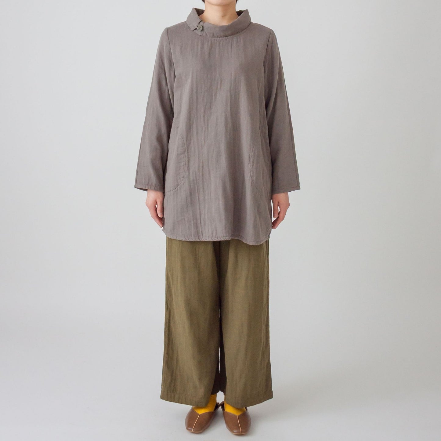 トリプルガーゼロールカラーチュニック