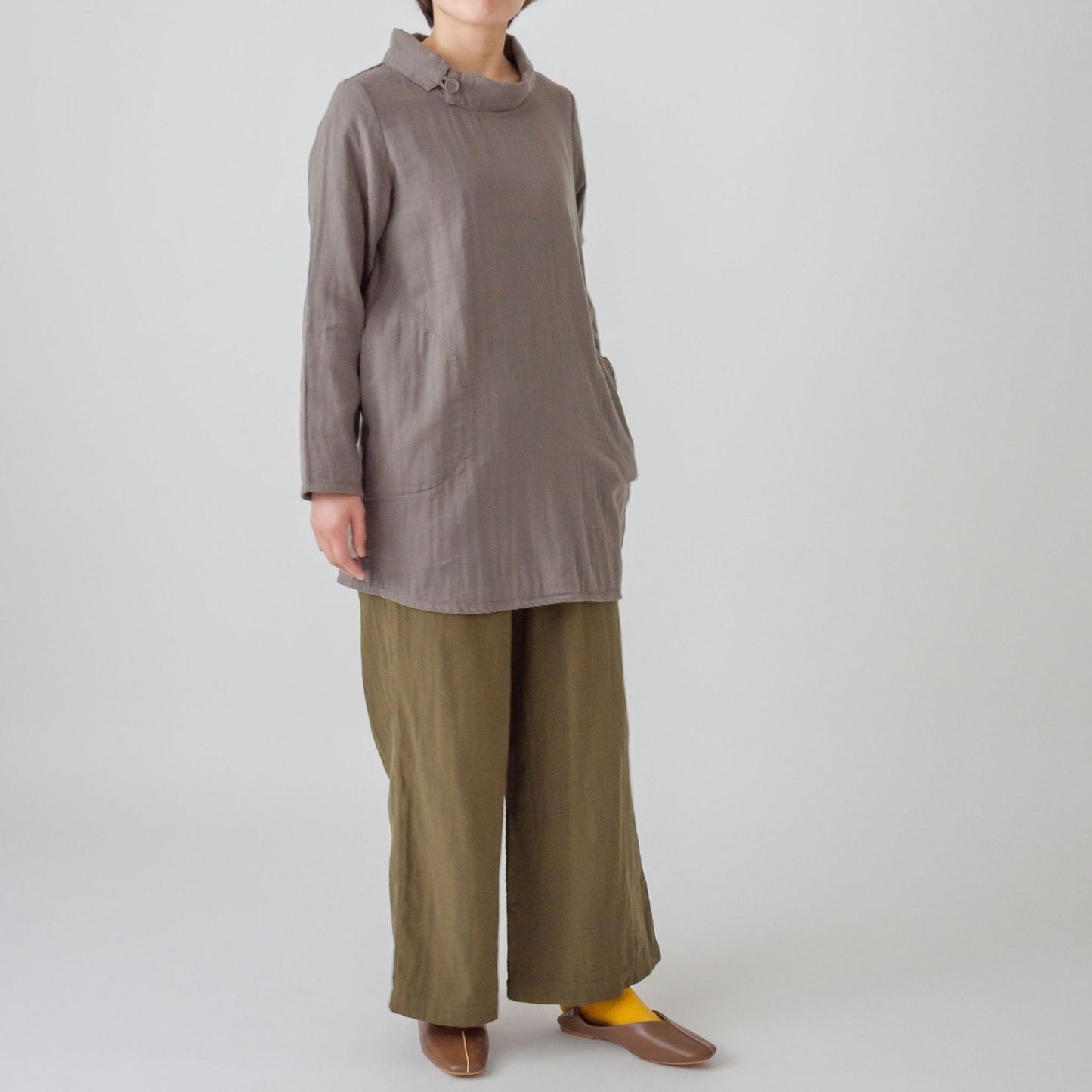 トリプルガーゼロールカラーチュニック