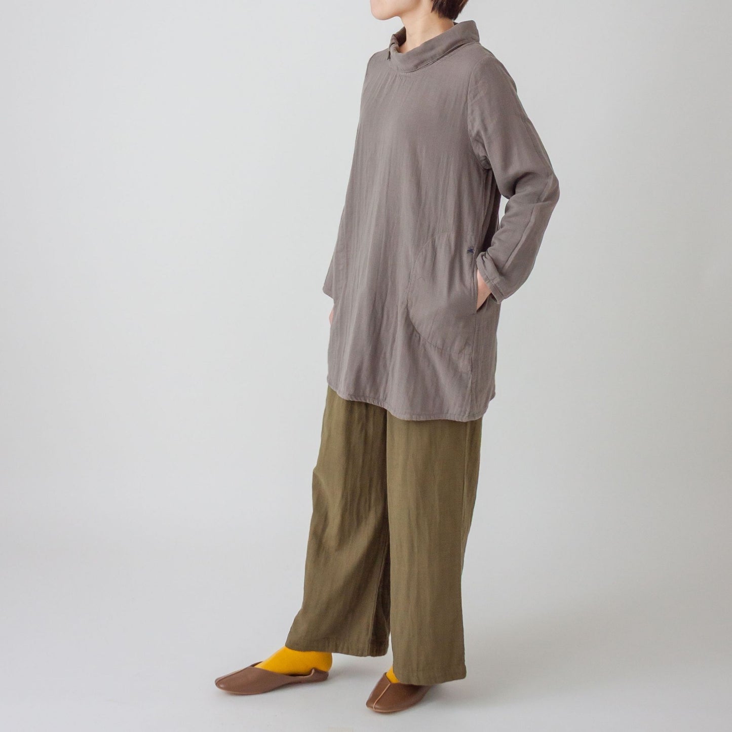 トリプルガーゼロールカラーチュニック