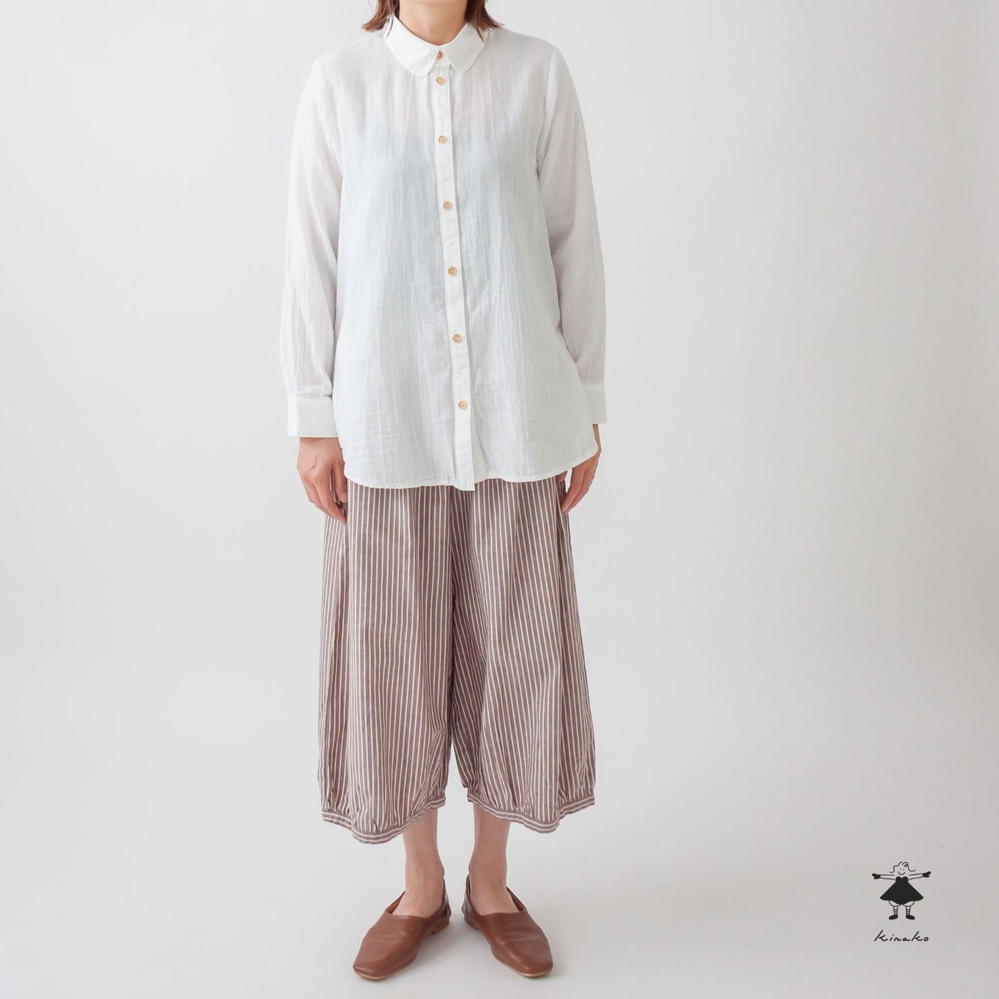 ダブルガーゼ丸衿シャツ