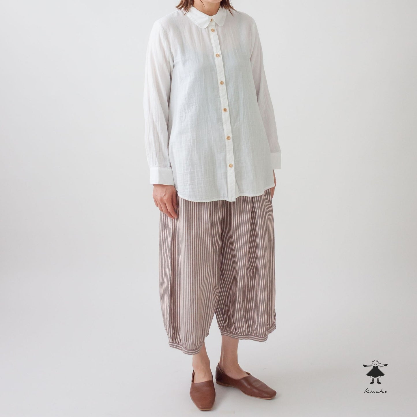 ダブルガーゼ丸衿シャツ