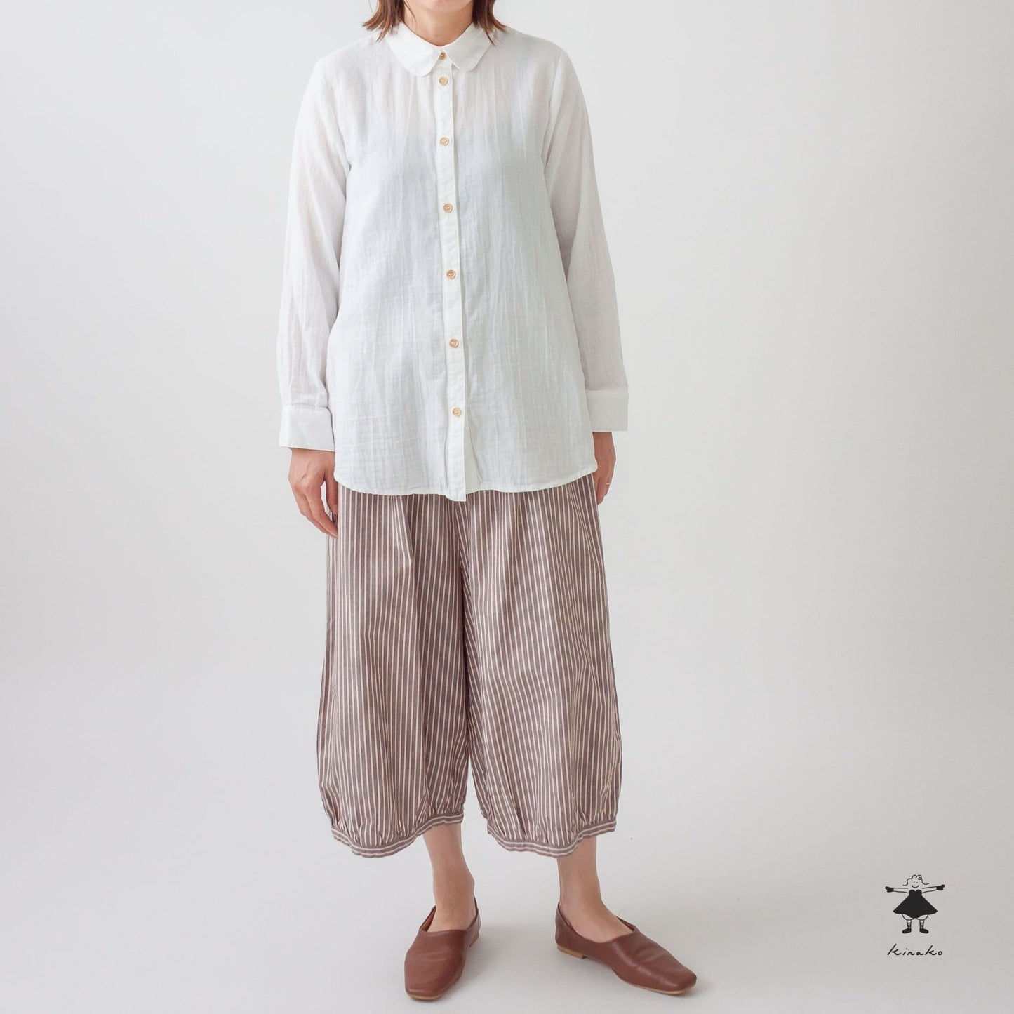 ダブルガーゼ丸衿シャツ