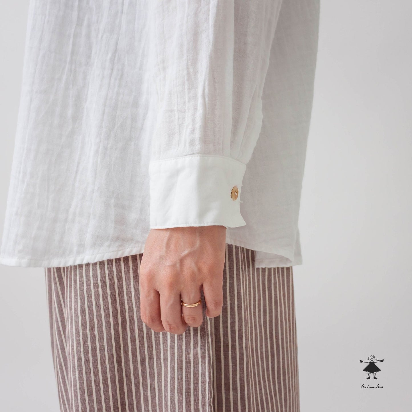 ダブルガーゼ丸衿シャツ