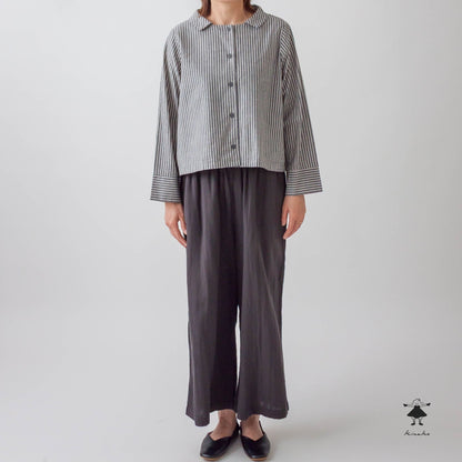 ストライプダンガリーショート ブラウス