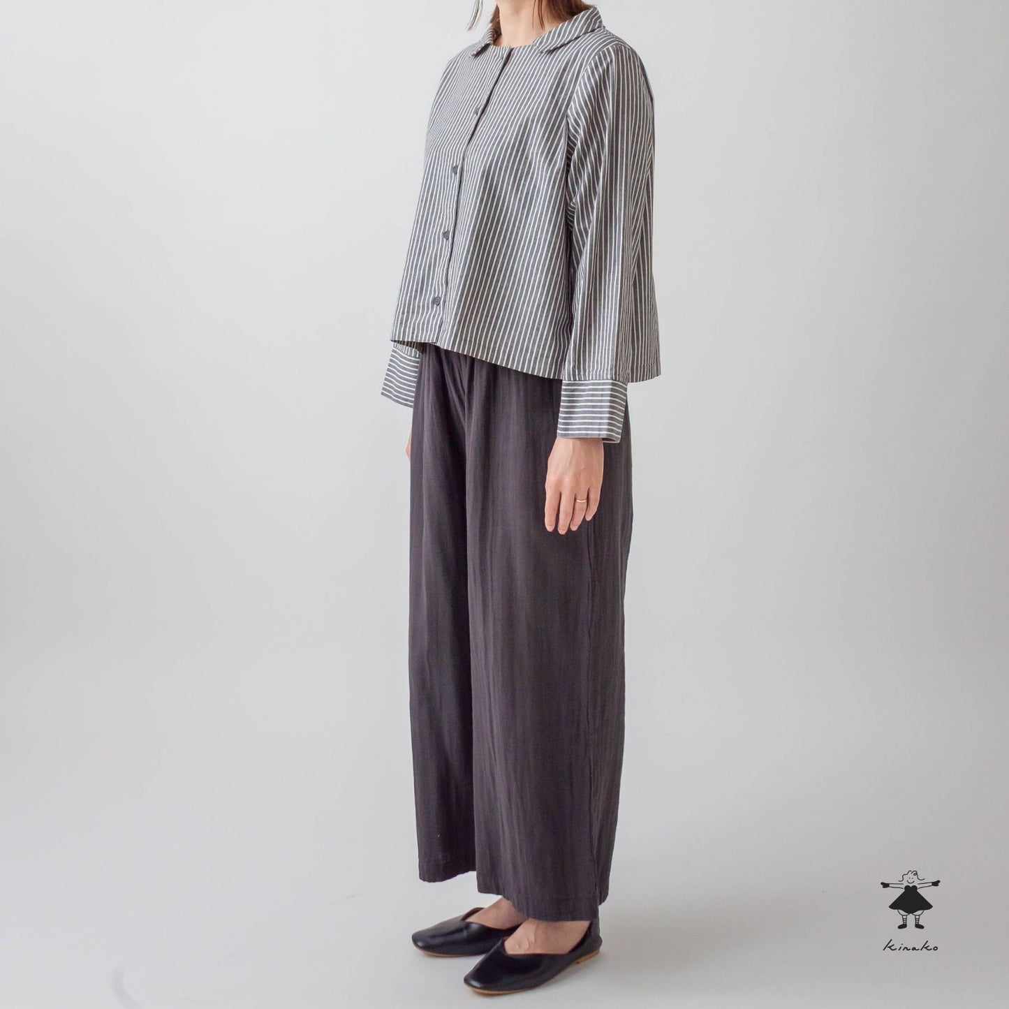 ストライプダンガリーショート ブラウス