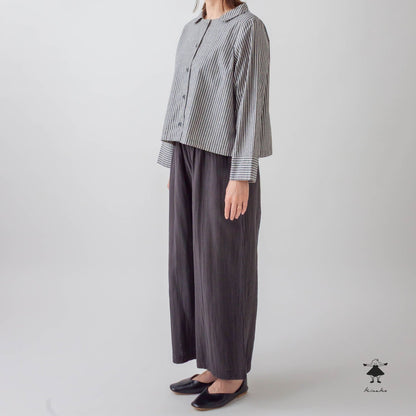 ストライプダンガリーショート ブラウス