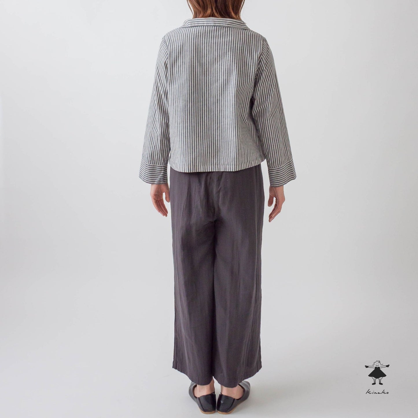 ストライプダンガリーショート ブラウス