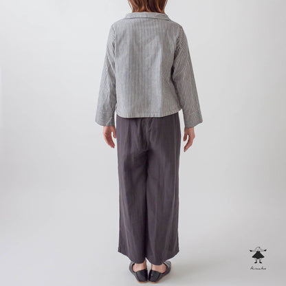 ストライプダンガリーショート ブラウス