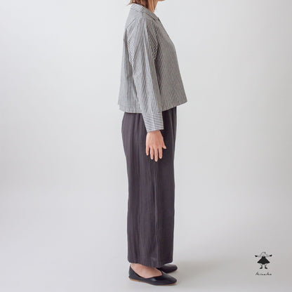 ストライプダンガリーショート ブラウス