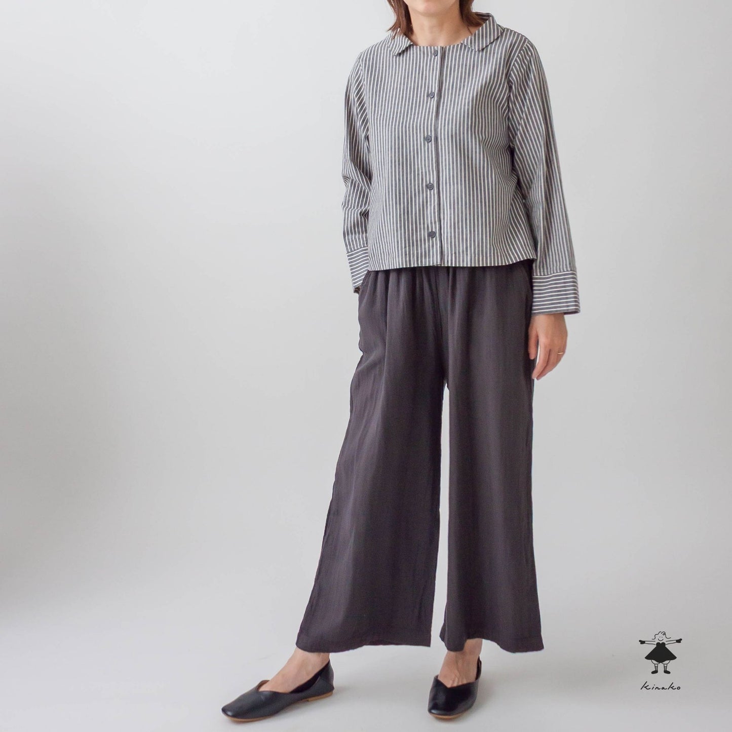 ストライプダンガリーショート ブラウス