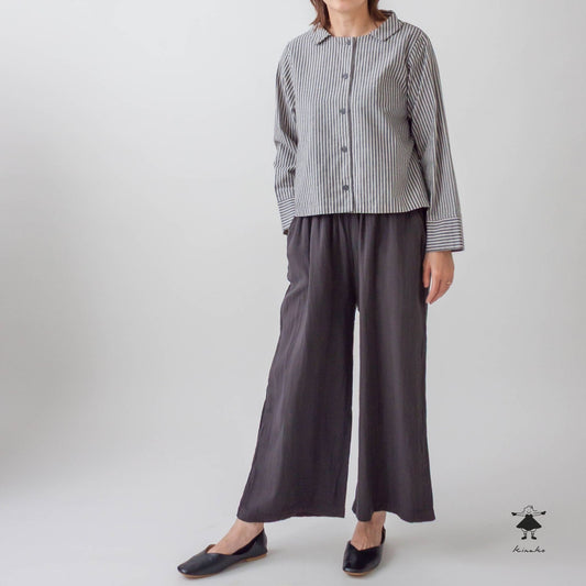 ストライプダンガリーショート ブラウス