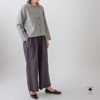 ストライプダンガリーショート ブラウス