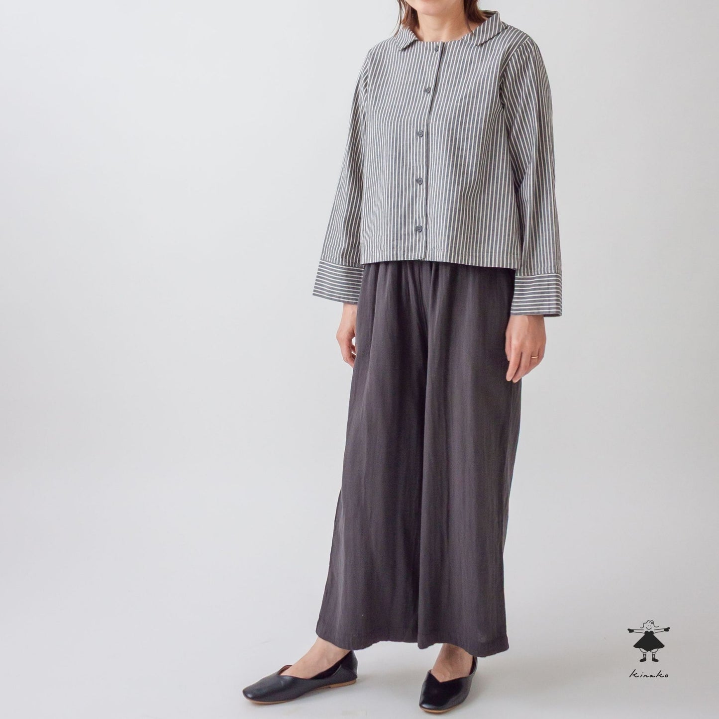 ストライプダンガリーショート ブラウス