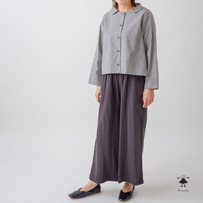 ストライプダンガリーショート ブラウス