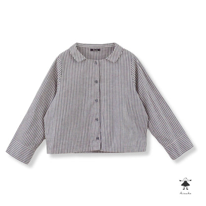 ストライプダンガリーショート ブラウス