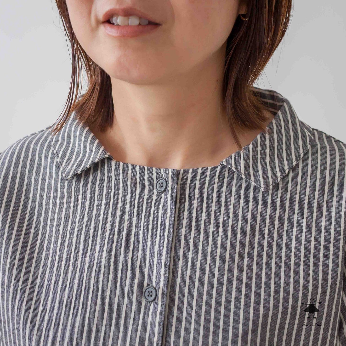 ストライプダンガリーショート ブラウス