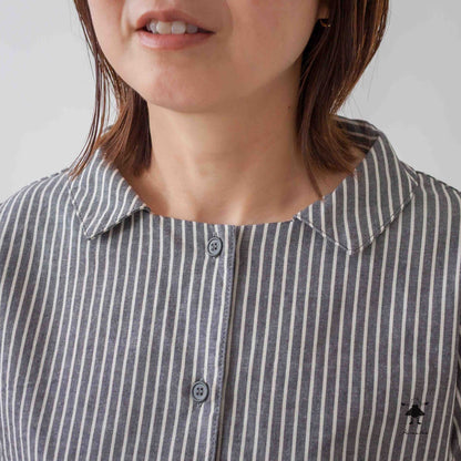 ストライプダンガリーショート ブラウス