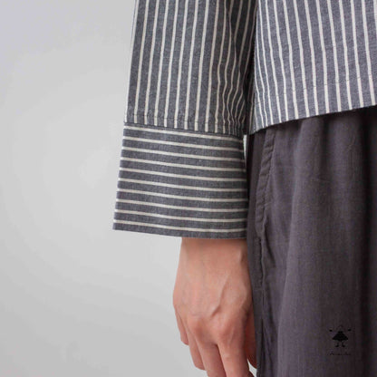 ストライプダンガリーショート ブラウス