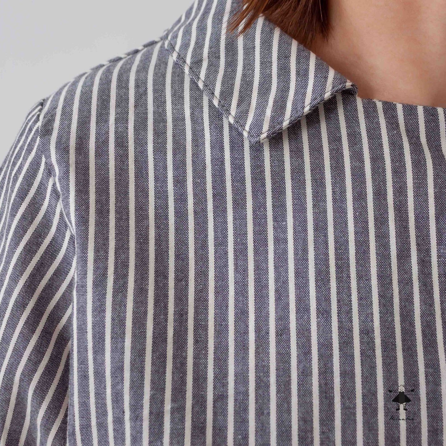 ストライプダンガリーショート ブラウス