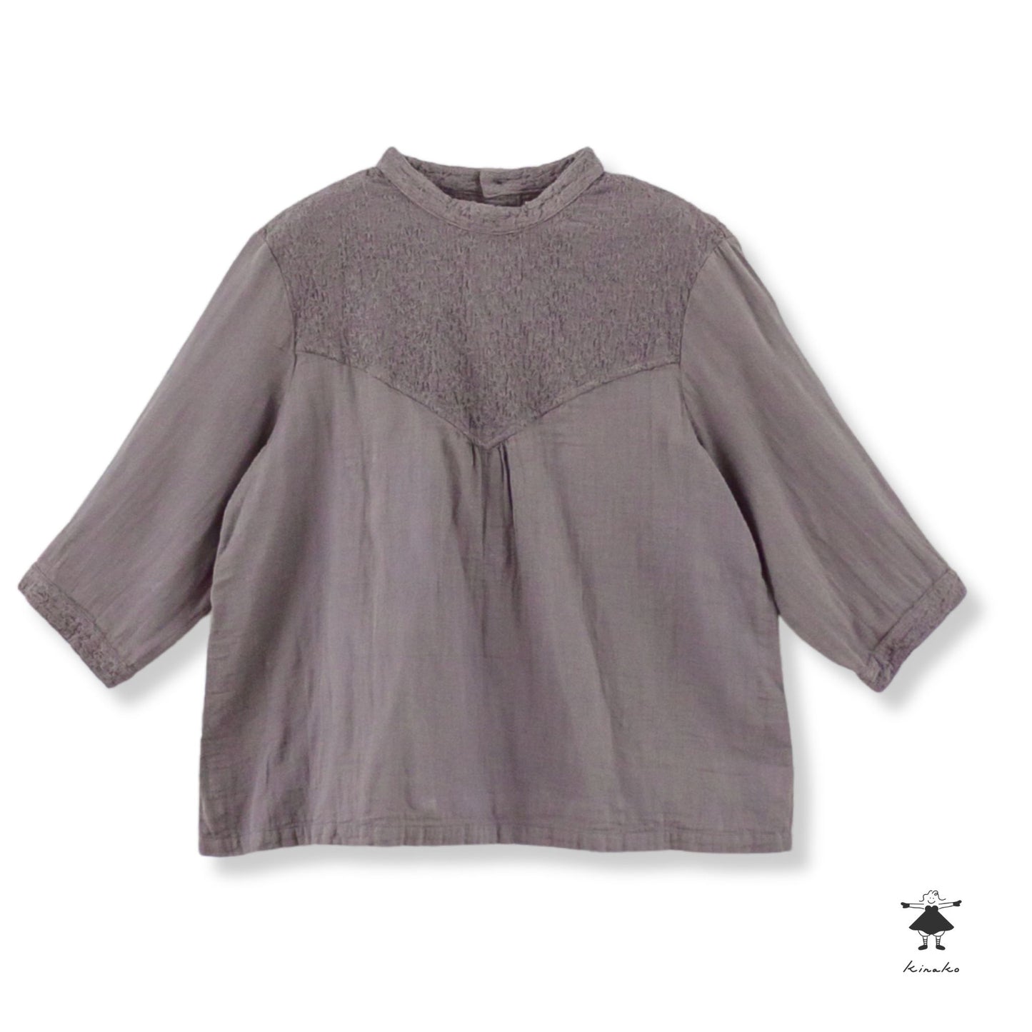 ダブルガーゼ七分袖胸切替プルオーバー