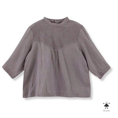 ダブルガーゼ七分袖胸切替プルオーバー