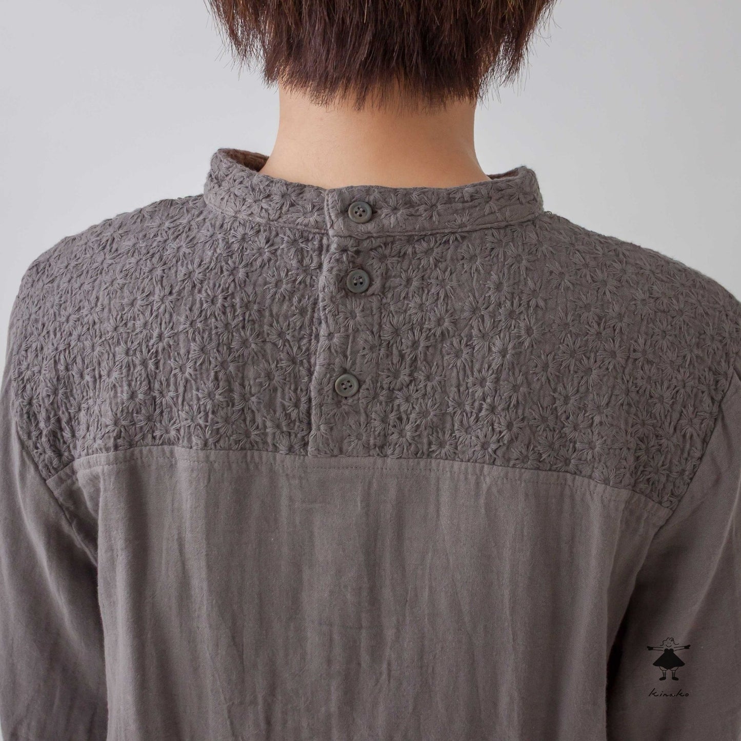 ダブルガーゼ七分袖胸切替プルオーバー