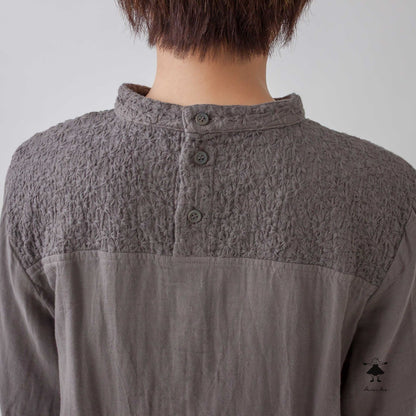 ダブルガーゼ七分袖胸切替プルオーバー