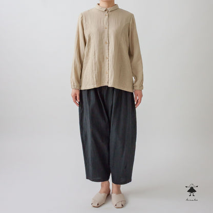 ダブルガーゼ刺しゅう切替ブラウス