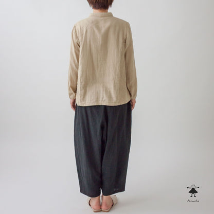 ダブルガーゼ刺しゅう切替ブラウス