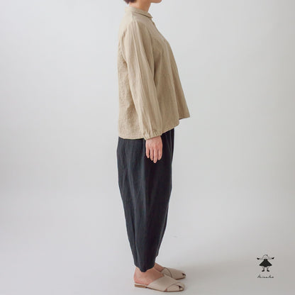 ダブルガーゼ刺しゅう切替ブラウス