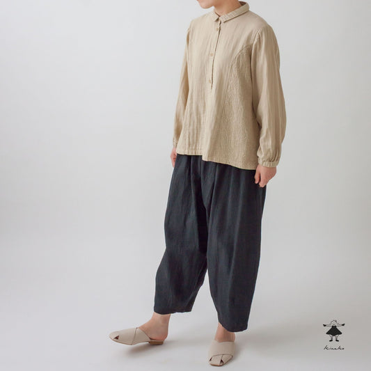 ダブルガーゼ刺しゅう切替ブラウス