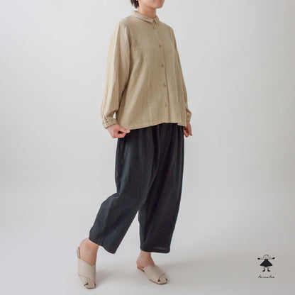 ダブルガーゼ刺しゅう切替ブラウス