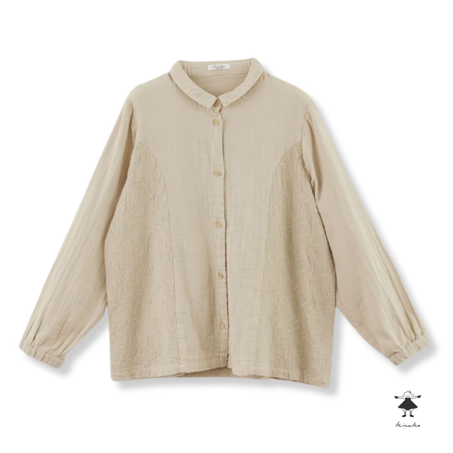 ダブルガーゼ刺しゅう切替ブラウス