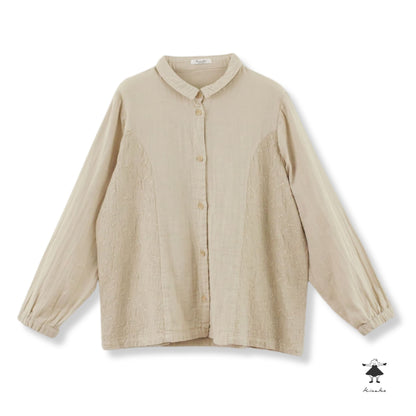 ダブルガーゼ刺しゅう切替ブラウス