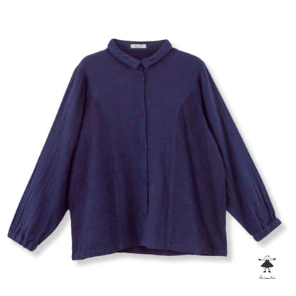 ダブルガーゼ刺しゅう切替ブラウス