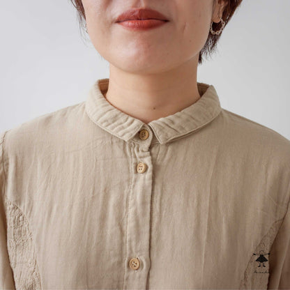 ダブルガーゼ刺しゅう切替ブラウス