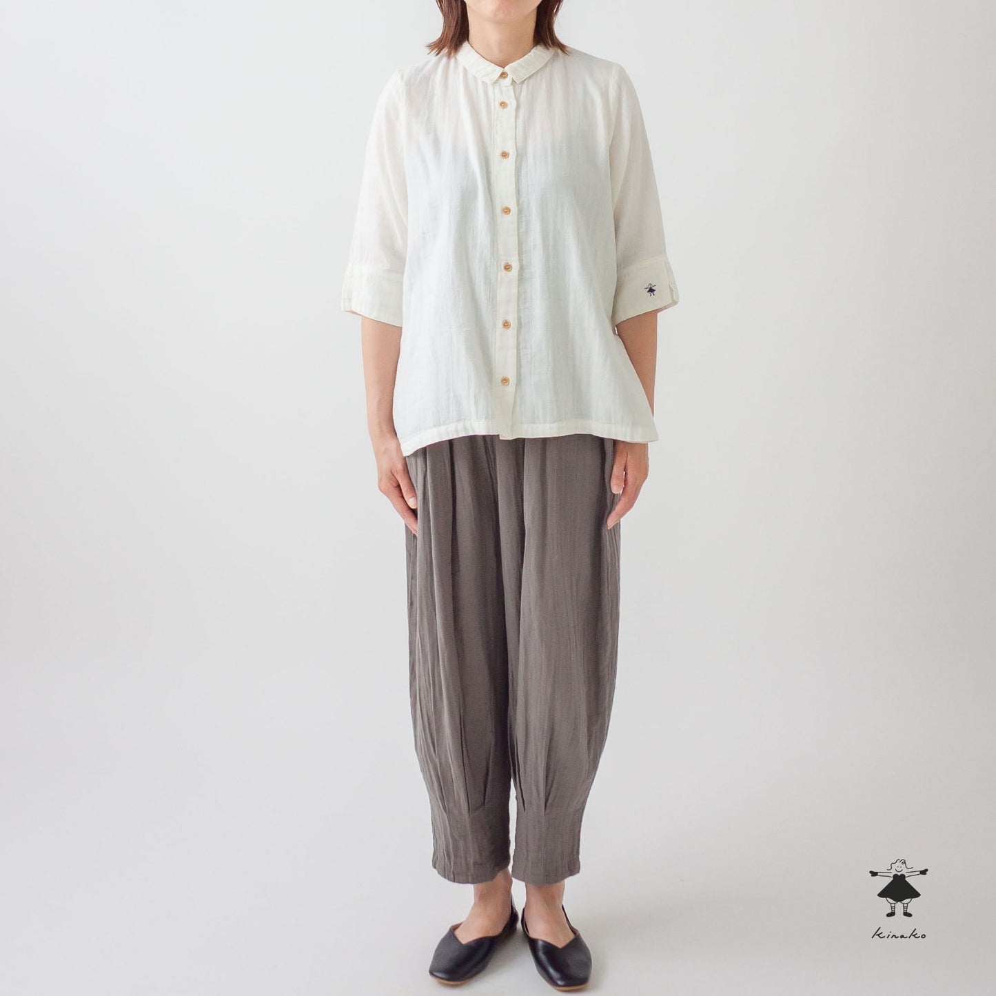 ダブルガーゼチビ衿ブラウス