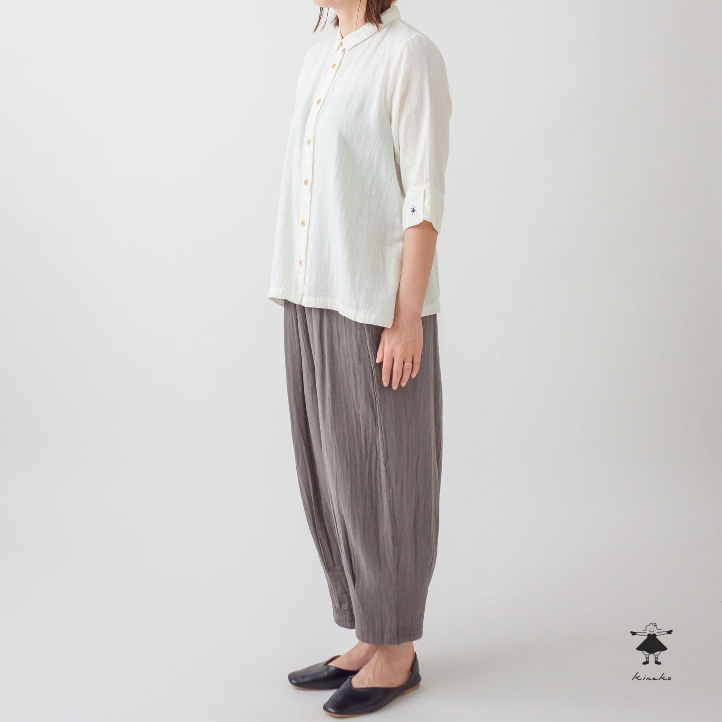 ダブルガーゼチビ衿ブラウス