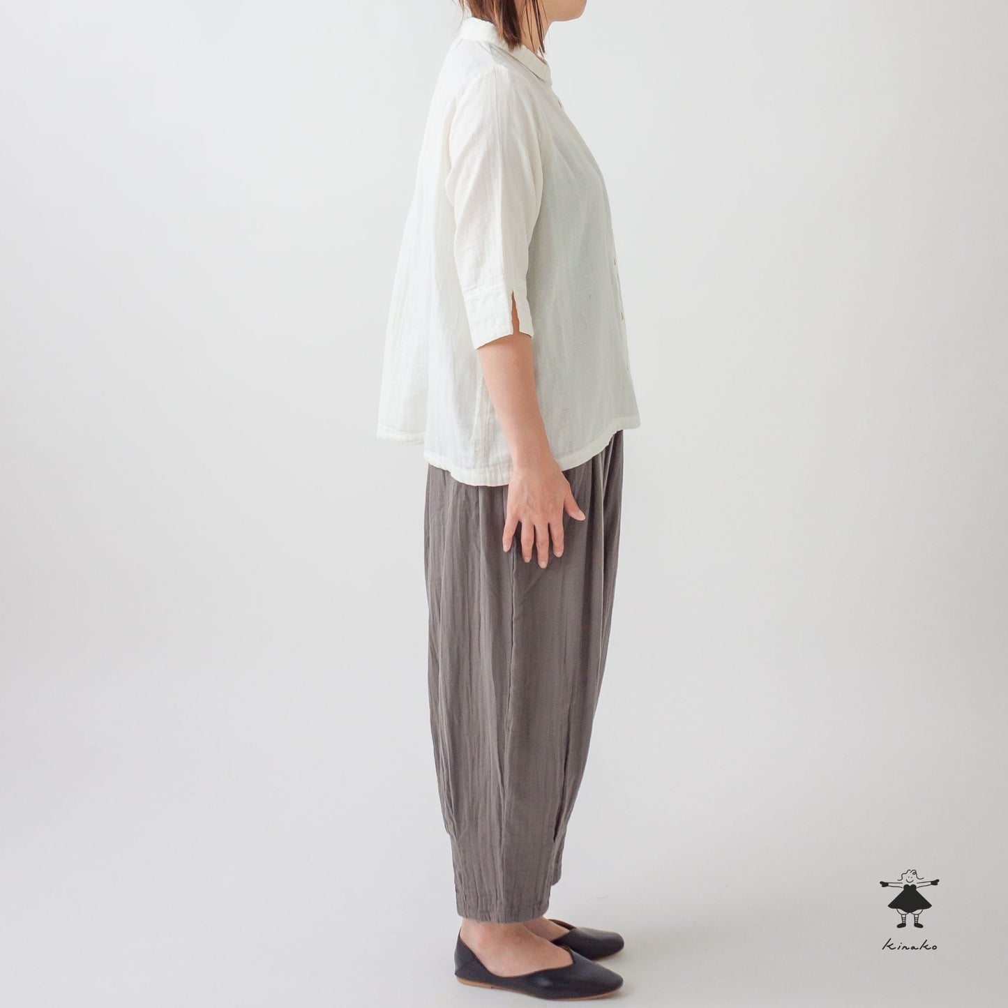 ダブルガーゼチビ衿ブラウス