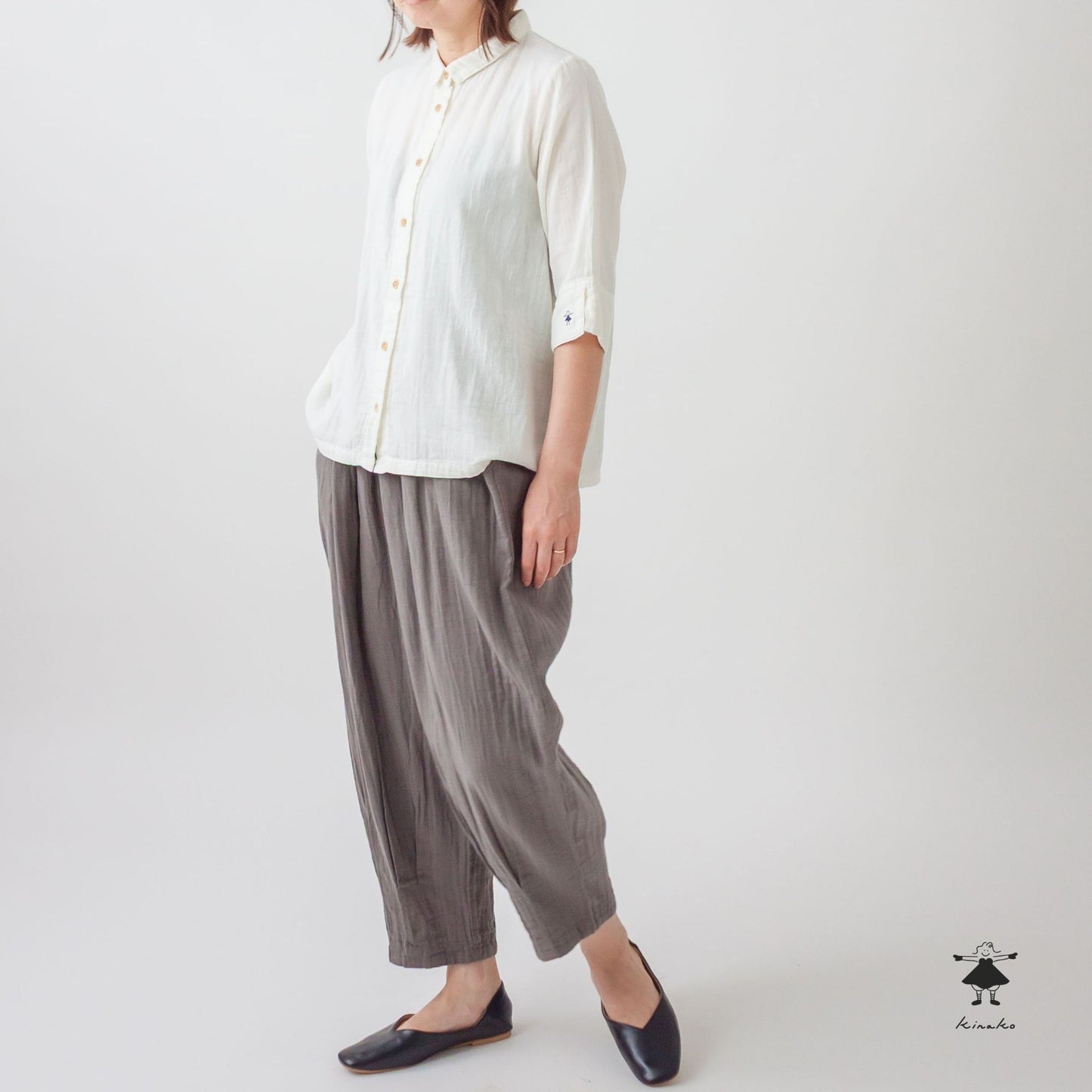 ダブルガーゼチビ衿ブラウス