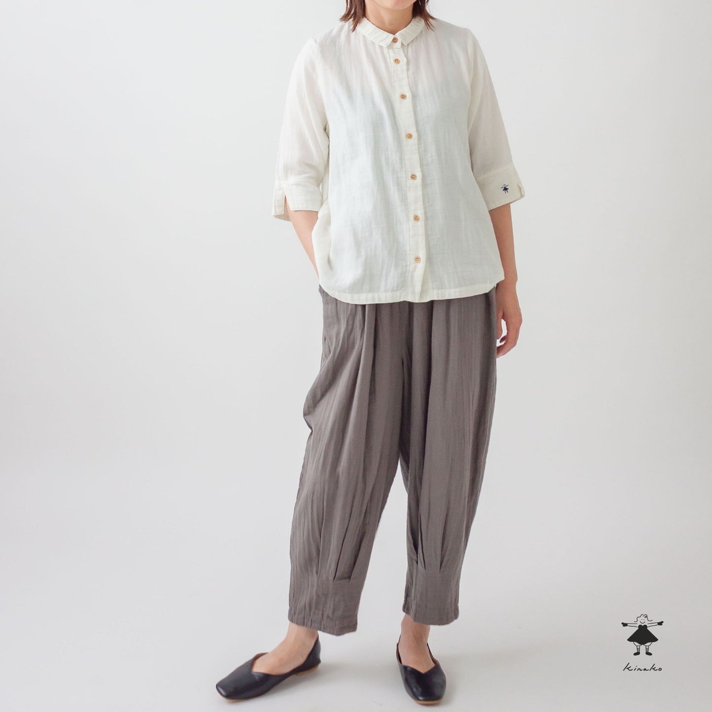 ダブルガーゼチビ衿ブラウス