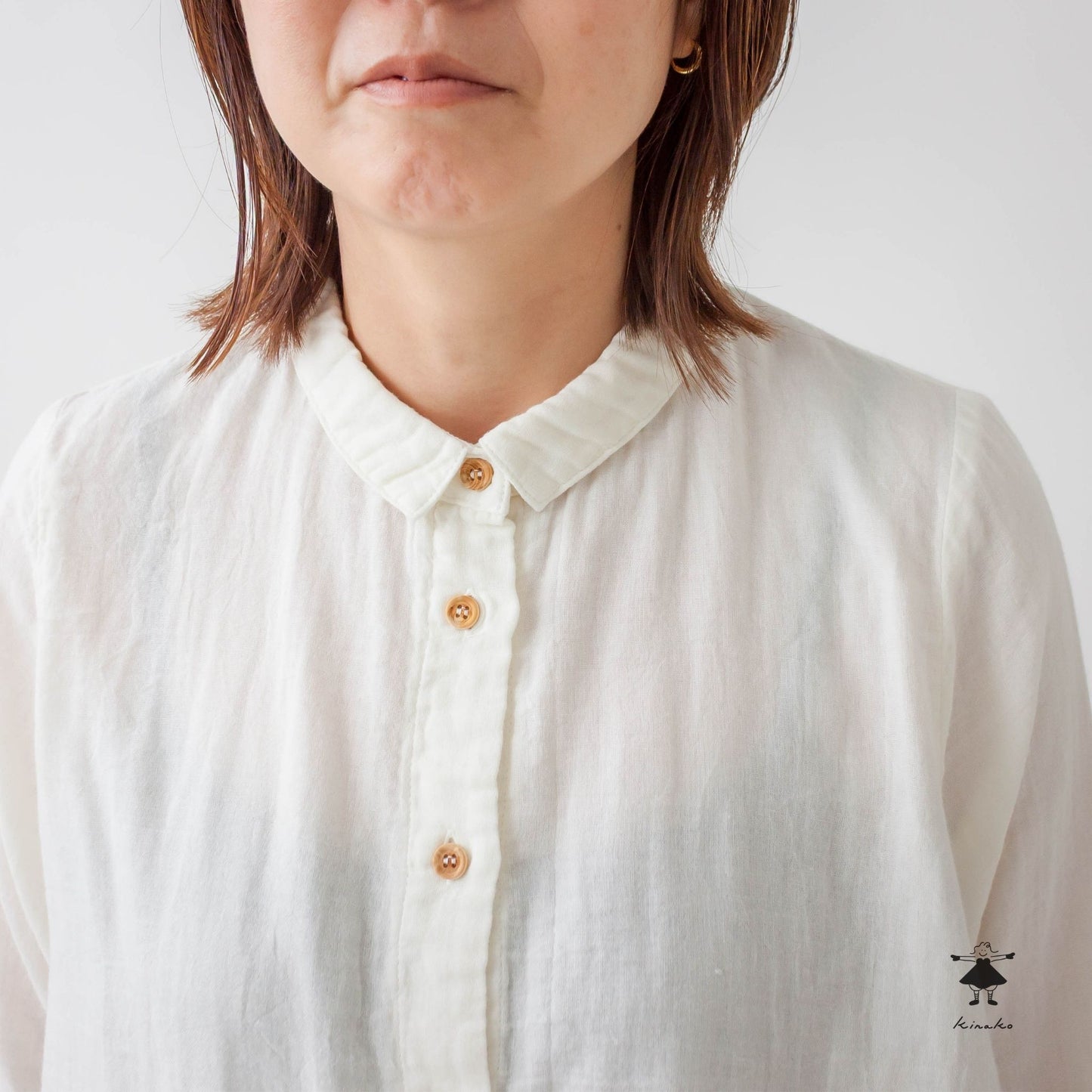 ダブルガーゼチビ衿ブラウス