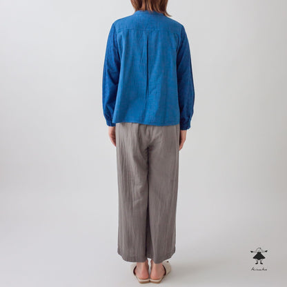 ダブルガーゼ袖レースブラウス