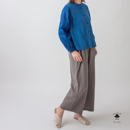 ダブルガーゼ袖レースブラウス