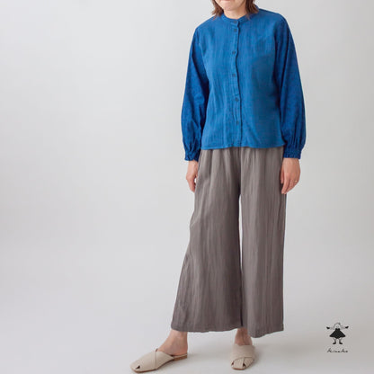 ダブルガーゼ袖レースブラウス