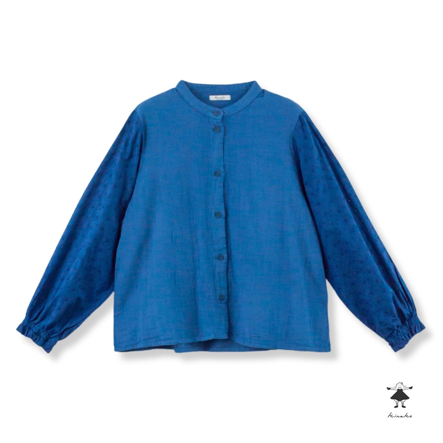 ダブルガーゼ袖レースブラウス